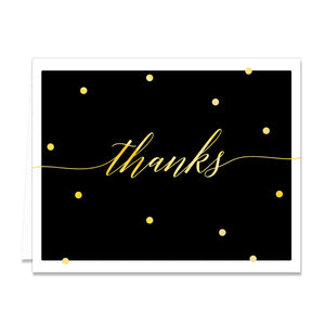 "Casy" Black + Gold Foil Dots Thank You Card