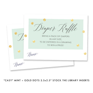 "Casy" Mint + Gold Foil Dots Baby Shower Invitation