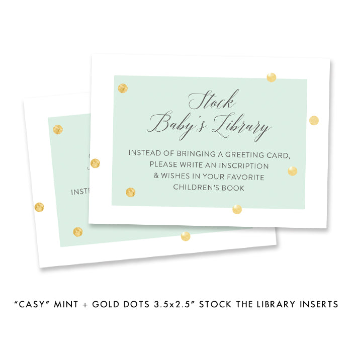 "Casy" Mint + Gold Foil Dots Baby Shower Invitation