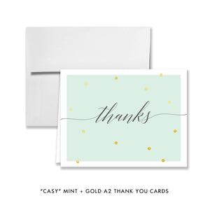 "Casy" Mint + Gold Foil Dots Baby Shower Invitation