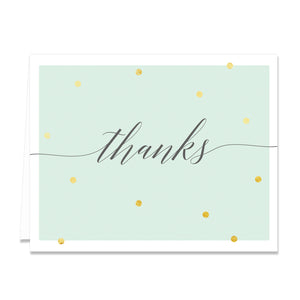 "Casy" Mint + Gold Foil Dots Thank You Card