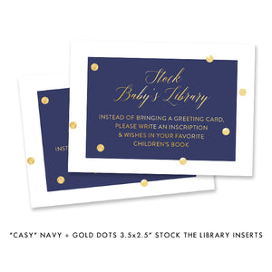 "Casy" Navy + Gold Foil Dots Baby Shower Invitation