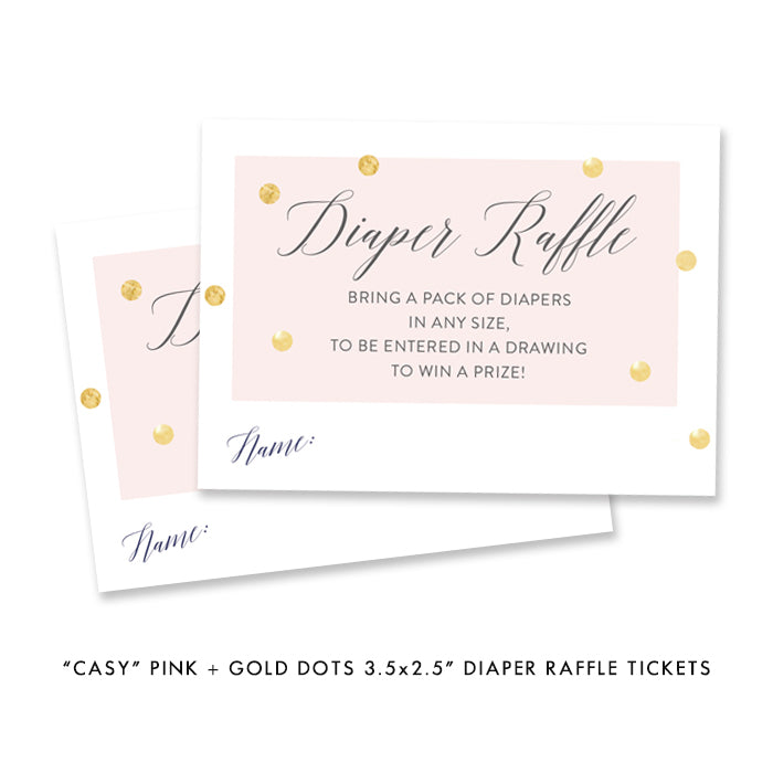 "Casy" Pink + Gold Foil Dots Baby Shower Invitation