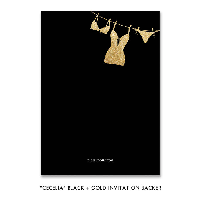 Black and Gold Lingerie Shower Invitation
