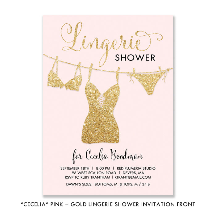 Blush and Gold Lingerie Shower Invitation