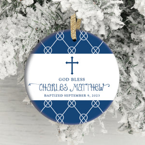Baby Boy's Baptism Christmas Ornament, Personalized | Charles
