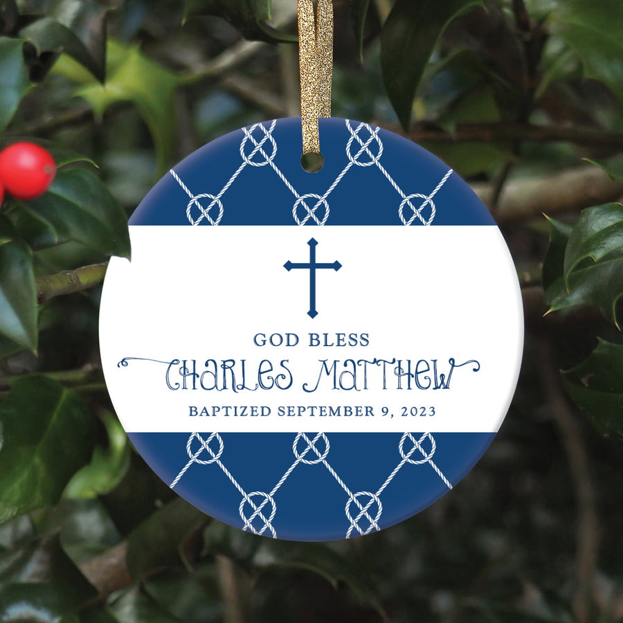Baby Boy's Baptism Christmas Ornament, Personalized | Charles