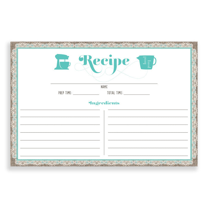 Lace Recipe Cards |  Chloe Teal