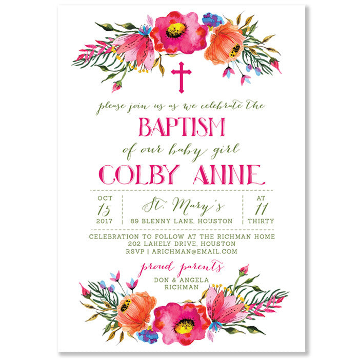 "Colby" Watercolor Baptism Invitation