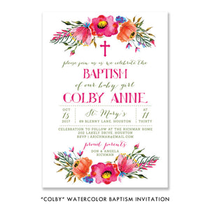 "Colby" Watercolor Baptism Invitation