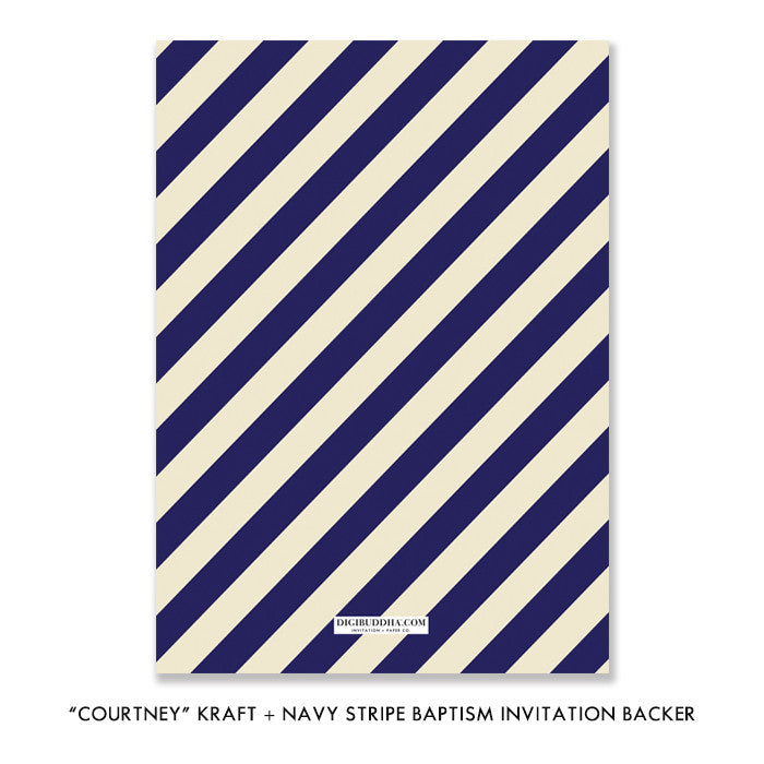 "Courtney" Kraft + Navy Stripe Baptism Invitation