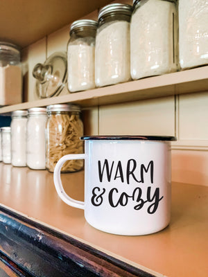 Warm & Cozy Black Rim Camper Mug