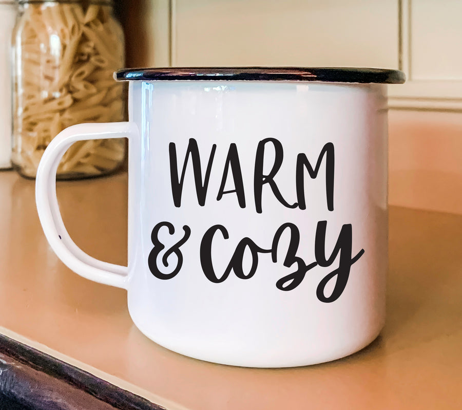 Warm & Cozy Black Rim Camper Mug