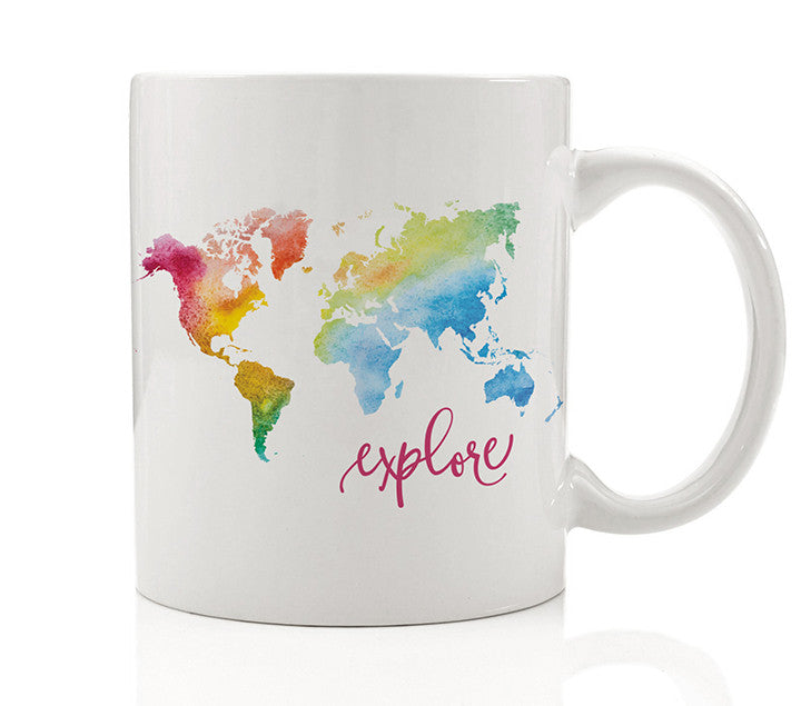 Explore Rainbow World Map Mug