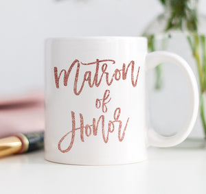 Pink Glitter Matron of Honor Mug