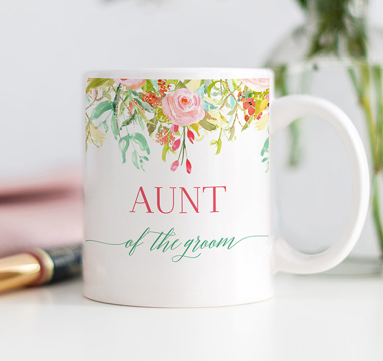 Floral Aunt of the Groom Mug