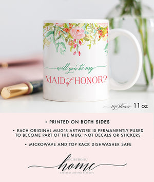 Floral Maid of Honor Proposal Mug