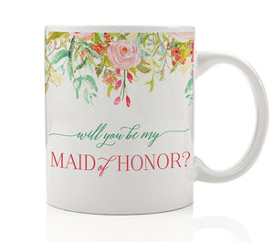 Floral Maid of Honor Proposal Mug
