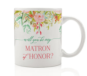 Floral Matron of Honor Proposal Mug