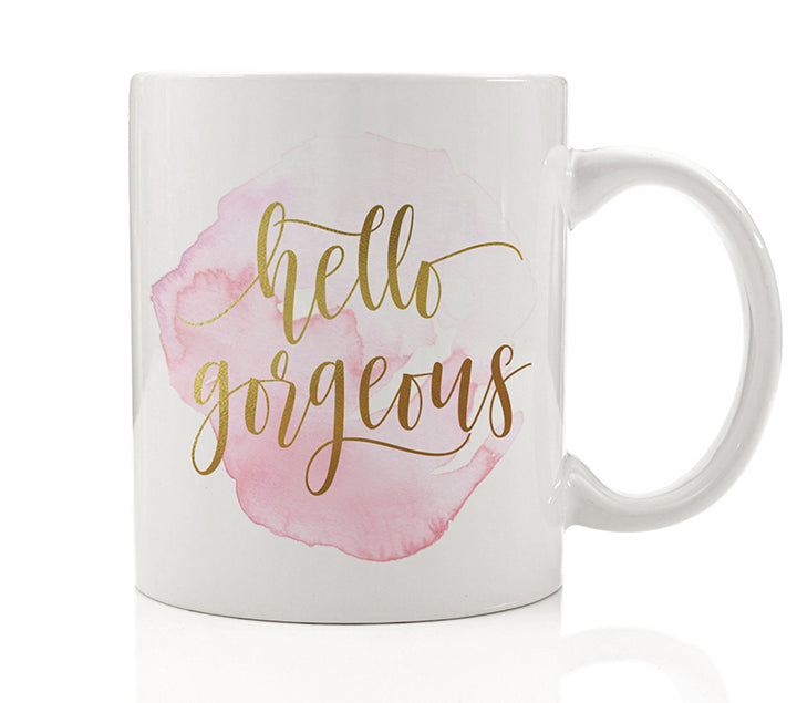 Hello Beautiful Coffee Mug for Women - Cute Rose Pink and Gold Cups & –  Island Dog T-Shirt Company