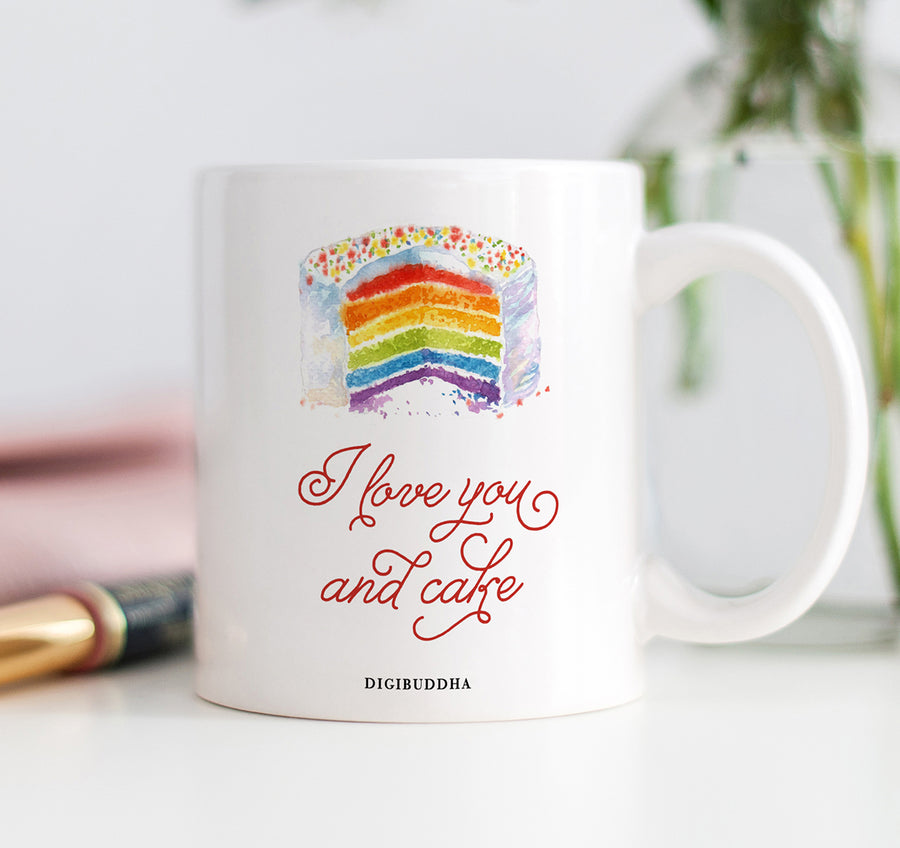 Rainbow I Love You And Cake Mug