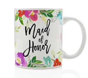 Pretty Floral Maid of Honor Mug