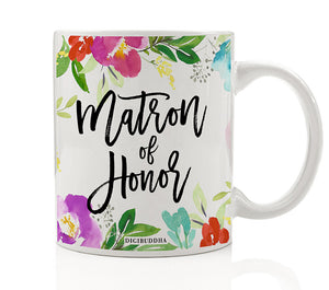 Pretty Floral Matron of Honor Mug