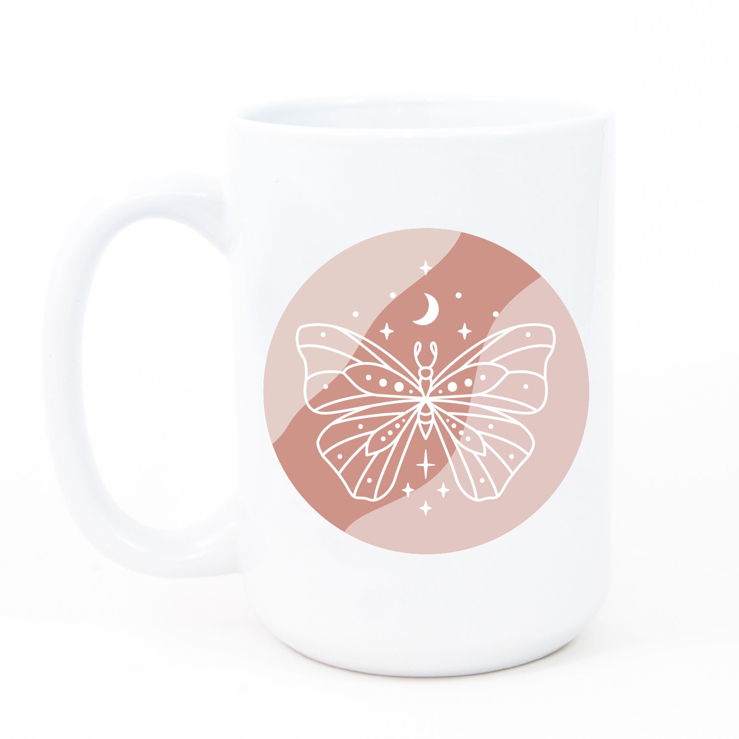 Fancy Moth with Stars Extra Large Ceramic Coffee Mug