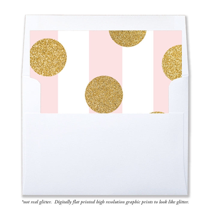 "Damaris" Pink Stripe + Gold Dot Envelope Liners