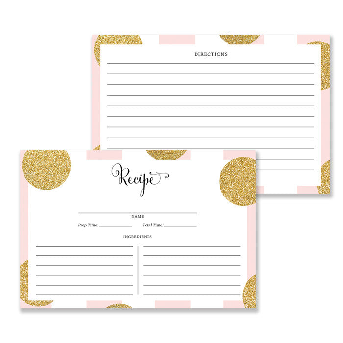Pink Stripe + Gold Dot Recipe Cards Gift Set | Damaris