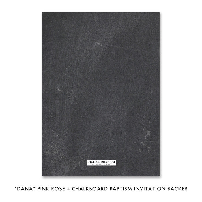 "Dana" Pink Rose + Chalkboard Baptism Invitation