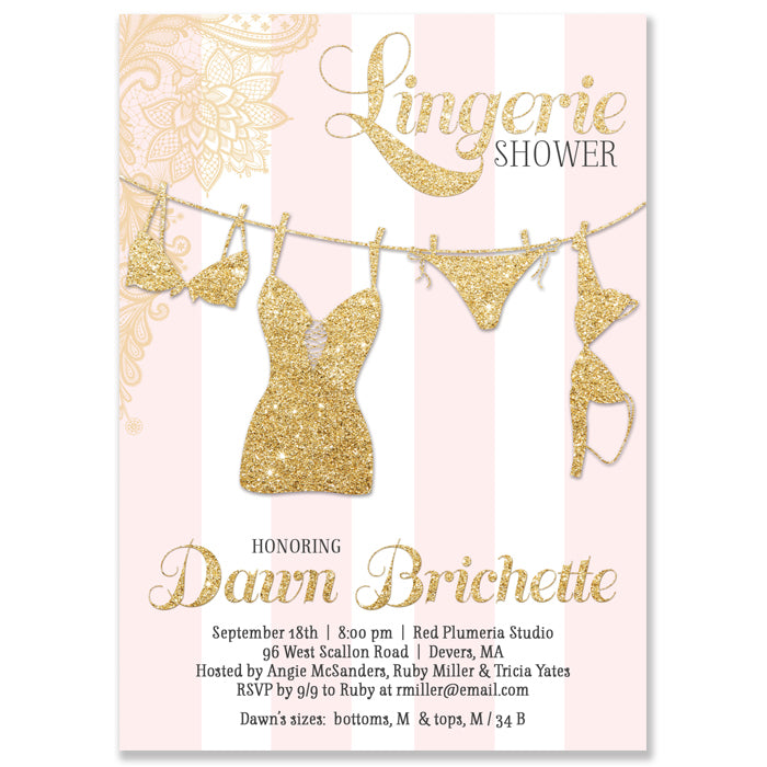 Pink + Gold Lingerie Shower Invitation