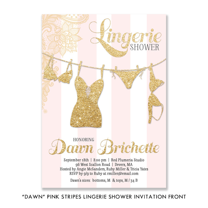 Pink + Gold Lingerie Shower Invitation