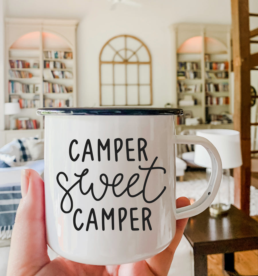 Camper Sweet Camper Black Rim Camper Mug