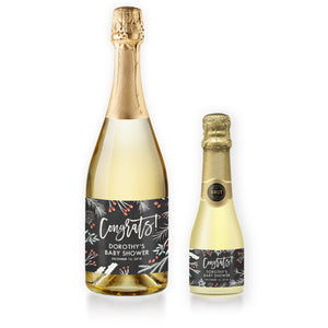 "Dorothy" Chalkboard Holiday Baby Shower Champagne Labels