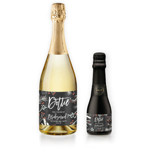"Dorothy" Chalkboard Holiday Bridesmaid Proposal Champagne Labels