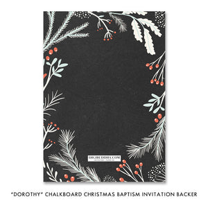 "Dorothy" Chalkboard Christmas Baptism Invitation