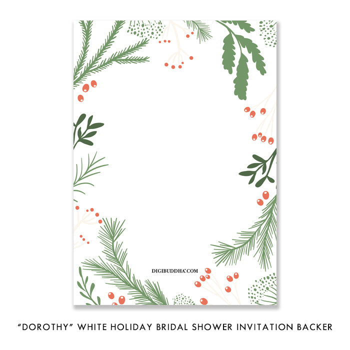 White Holiday Bridal Shower Invitation