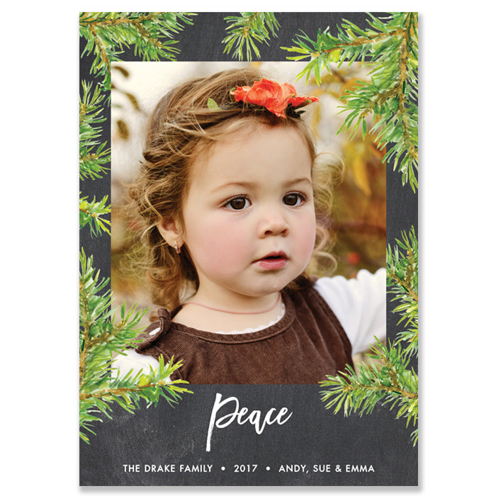 Peace Branches Chalk Photo Holiday Card | Drake