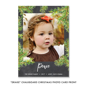 Peace Branches Chalk Photo Holiday Card | Drake