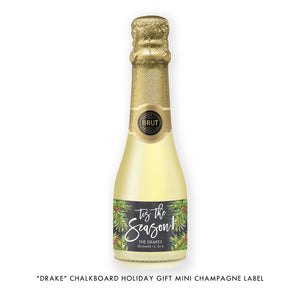 "Drake" Chalkboard Holiday Champagne Labels