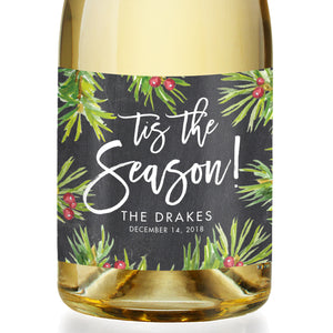 "Drake" Chalkboard Holiday Champagne Labels