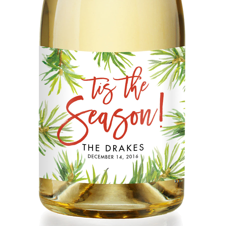 "Drake" Watercolor Holiday Champagne Labels