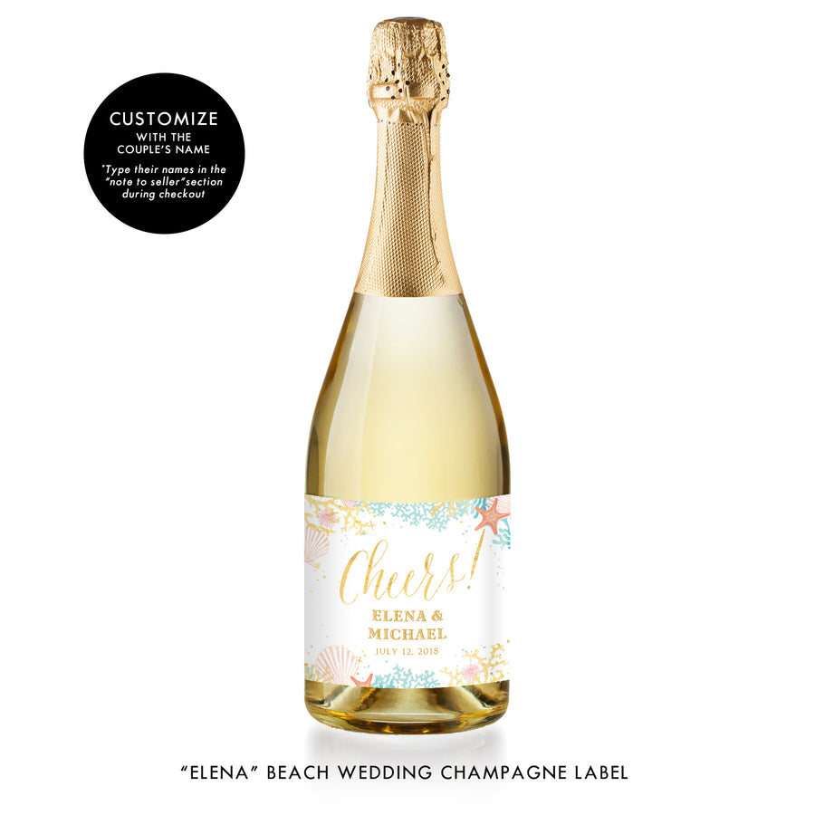 "Elena" Beach Engagement Champagne Labels