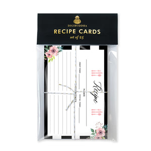 Floral + Stripe Set of 25 Recipe Cards
