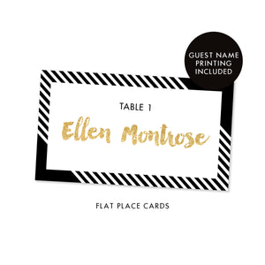 Black + White Striped Place Cards | Ellen