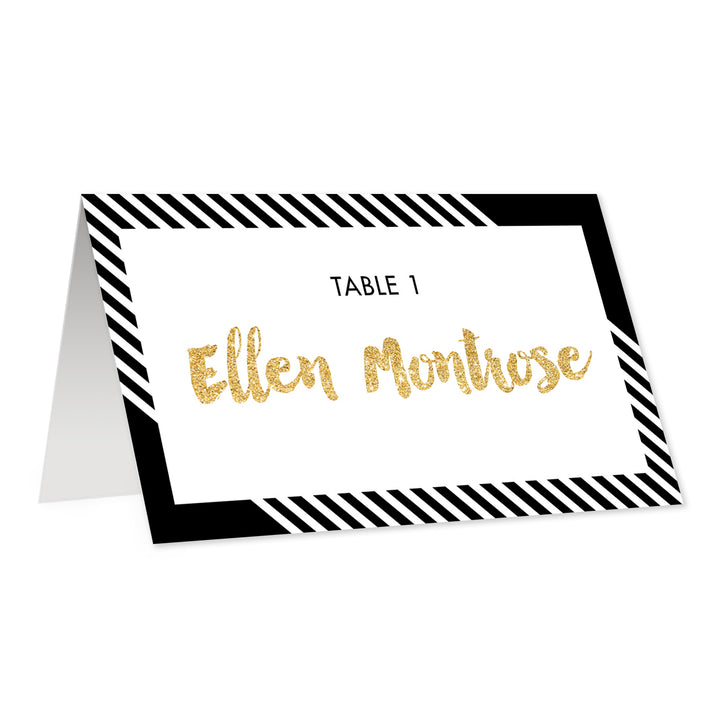 Black + White Striped Place Cards | Ellen