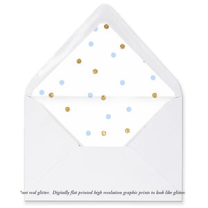 "Emery" Blue + Gold Dots Envelope Liners