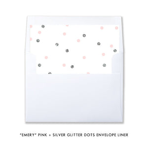 "Emery" Pink + Silver Glitter Dots Baby Sprinkle Invitation