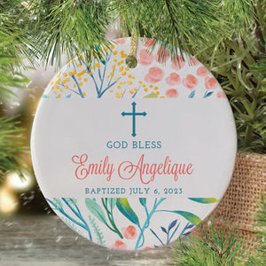 Baby Girl's Baptism Christmas Ornament, Personalized | Emily